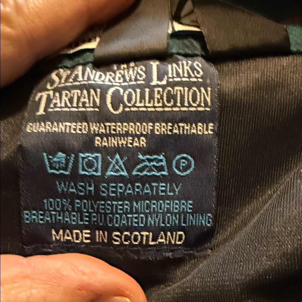 Saint Andrews Links Tartan Rain Jacket Made in Scotland Size L - Picture 10 of 10